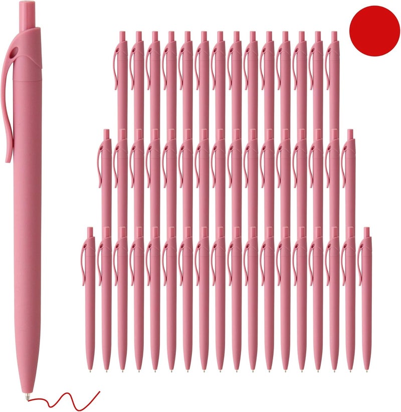 deegtran Pens Bulk, 50 Pack No Bleed Click Pens, Wholesale Retractable Ballpoint Pens, Pen Medium Point, Smooth Ink Pens, 1.0MM Red Ink - Image 1
